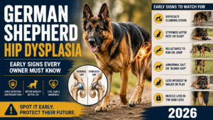 German shepherd Hip Dysplasia ear;y signs