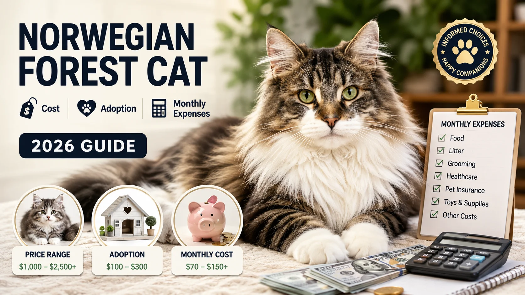 Norwegian Forest Cat Cost, Price, Adoption & Monthly Expenses (2026 Guide)