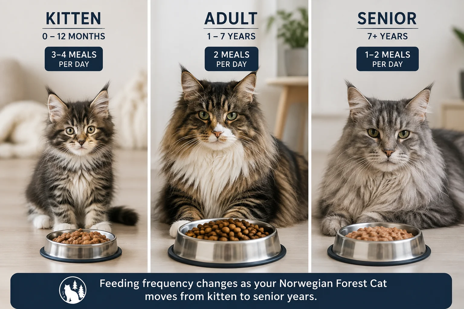 Norwegian Forest Cat feeding schedule by life stage