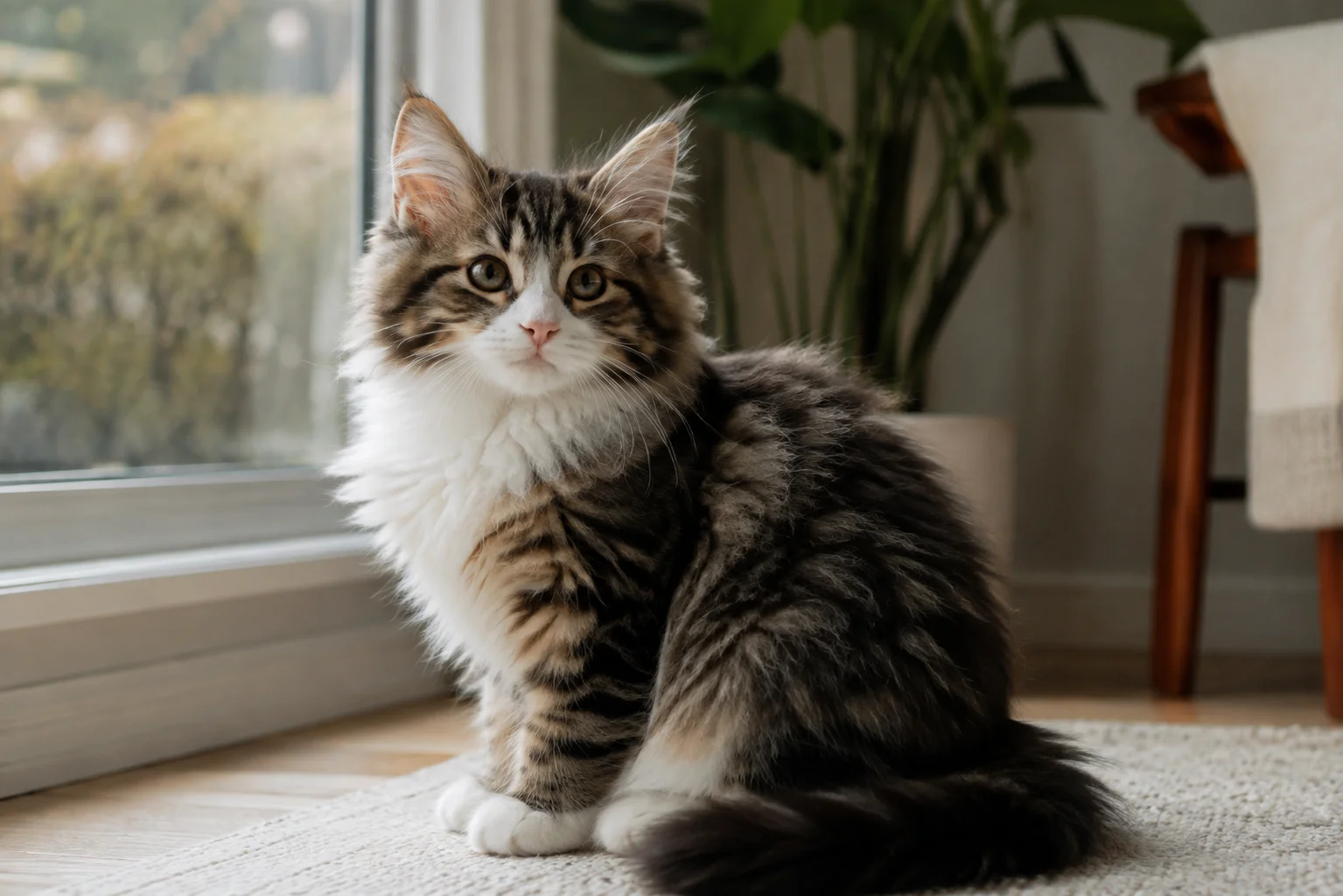 fluffy Norwegian Forest Cat kitten